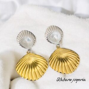 Pendientes 2 tonos acero inoxidable gotas