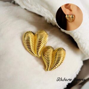 Pendientes dorados acero inoxidable corazon