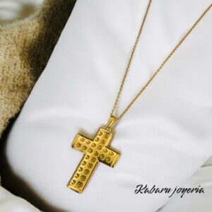 Collar dorado acero inoxidable Cruz