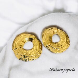 Pendientes dorados acero inoxidable circular