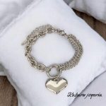 Pulsera color plata acero inoxidable corazon