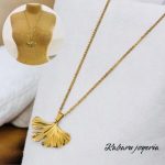 Collar dorado acero inoxidable hojas