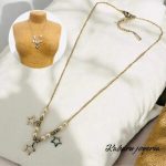 Collar color plata acero inoxidable perlas dijes estrellas
