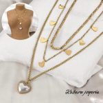 Collar 3 lienzos dorado acero inoxidable corazones