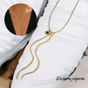 Collar dorado acero inoxidable dije numeros romanos