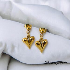 Pendientes dorados acero inoxidable corazon