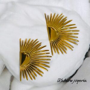 Pendientes dorados acero inoxidable sol