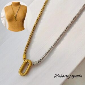 Collar 2 tonos acero inoxidable hebilla