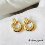 Pendientes dorados acero inoxidable gota