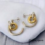 Pendientes 2 tonos acero inoxidable media arracada