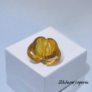 Anillo ajustable dorado acero inoxidable corazon