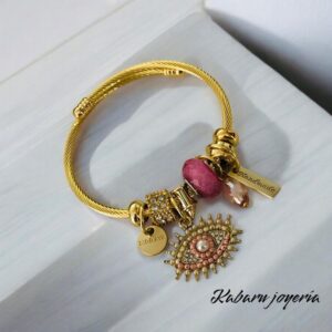 Pulsera charms acero inoxidable ojo turco rojo