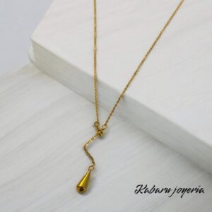 Collar dorado acero inoxidable gota