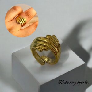 Anillo ajustable dorado acero inoxidable retro