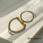 Pulsera dorada acero inoxidable corazon parejas