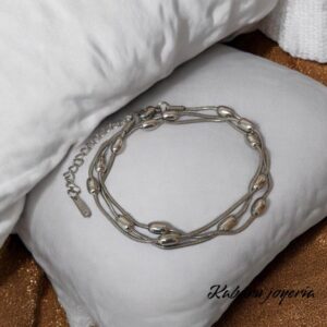 Pulsera color plata acero inoxidable triple