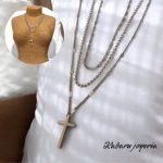 Collar color plata acero inoxidable 3 lienzos cruz