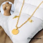 Collar dorado acero inoxidable moneda dijes colgantes