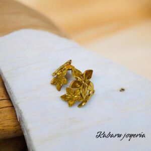 Anillo ajustable dorado acero inoxidable flor
