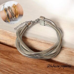 Pulsera color plata acero inoxidable retro