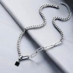 Collar color plata acero inoxidable unisex
