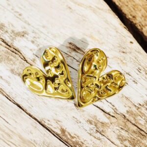 Pendientes dorados acero inoxidable corazon