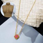 Collar dorado acero inoxidable trebol rosa