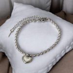 Pulsera color plata acero inoxidable corazon