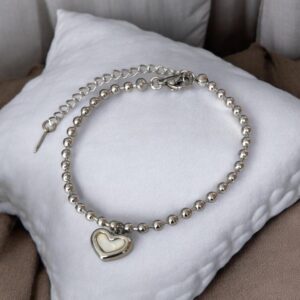 Pulsera color plata acero inoxidable corazon