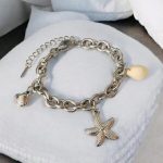Pulsera color plata acero inoxidable dijes colgantes mar