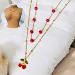 Collar 2 lienzos acero inoxidable cerezas