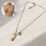 Collar dorado acero inoxidable dijes colgantes mar