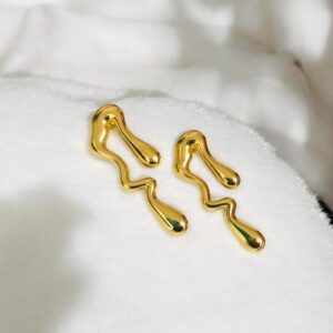 Pendientes dorados acero inoxidable gota