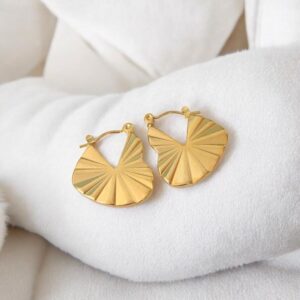 Aretes dorados acero inoxidable hojas