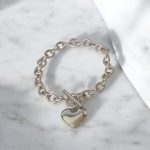 Pulsera color plata acero inoxidable corazon