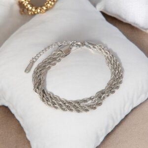 Pulsera color plata acero inoxidable gruesa