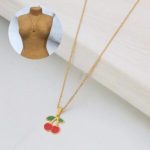 Collar dorado acero inoxidable cereza