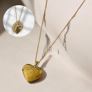 Relicario dorado acero inoxidable corazon