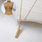 Collar dorado acero inoxidable barra colgante