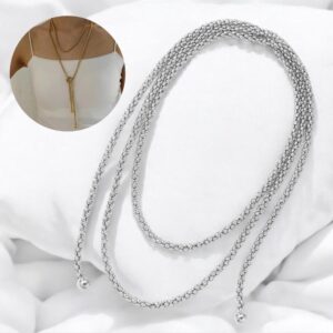 Collar color plata largo acero inoxidable