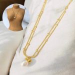 Collar dorado acero inoxidable perlas