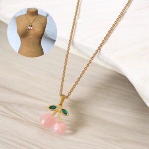 Collar dorado acero inoxidable cerezas