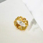 Anillo dorado ajustable acero inoxidable retro