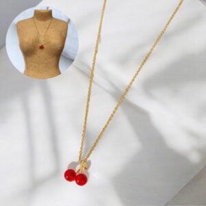 Collar dorado acero inoxidable  cerezas