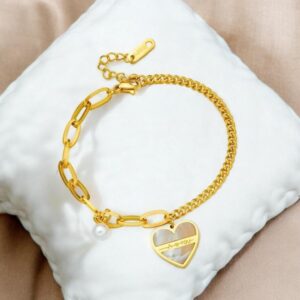 Pulsera dorada acero inoxidable corazon