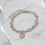 Pulsera color plata acero inoxidable corazon