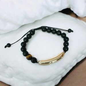 Pulsera caballero ojo de tigre placa acero inoxidable