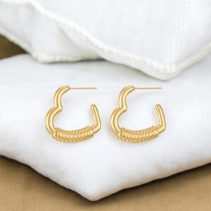 Aretes dorados acero inoxidable corazon