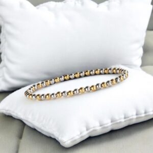 Pulsera 2 tonos acero inoxidable bolas 4 mm