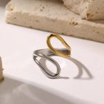 Anillo ajustable acero inoxidable retro 2 tonos